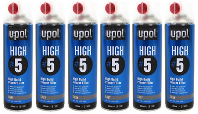 6 x U-pol High #5 Primer GRAU 450ml Aerosol High Build UPOL BESTPREIS