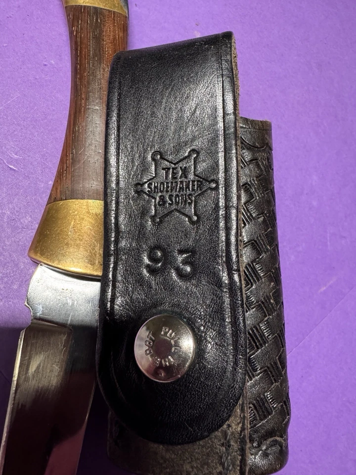 CUCHILLO DE BLOQUEO MARRÓN 5" 4801F MANIJAS DE PALO DE ROSA REFUERZOS DE LATÓN GRANDES EE. UU. Foto 4 de 4