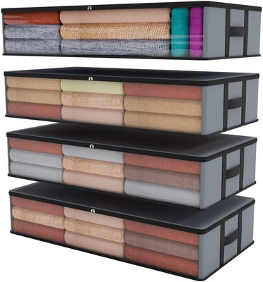 100L Shallow Under Bed Storage Organizer Containers  4-Pack NEW