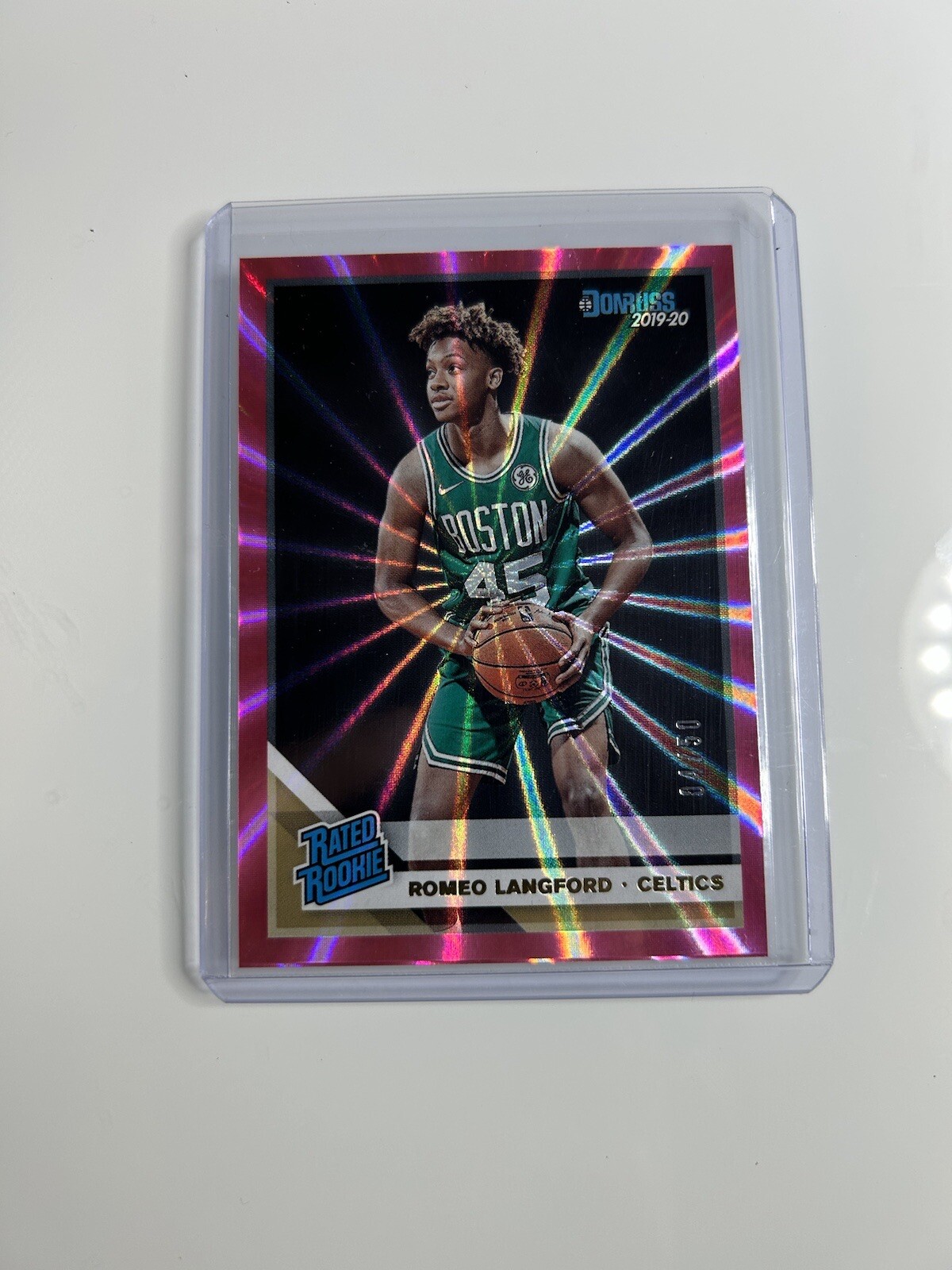 2019-20 Donruss Romeo Langford Pink Laser Rated Rookie RC #213 Celtics /50 Spurs