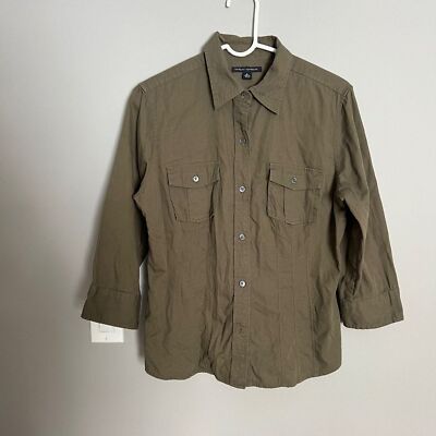 Women's Banana Republic Olive Green Button Up Shirt Large | eBay