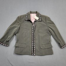 Cato Jacket Womens 12 Long Sleeve Shoulder Pads Pullover Blazer Striped Gray