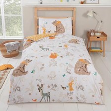 Woodland Animal Friends Single Duvet Cover  Pillowcase Set Kids Bedroom
