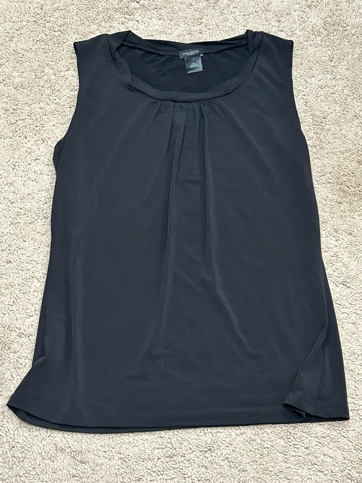 Ann Taylor Womens Shirt Size Medium Black Classic Dressy Lightweight Flowy