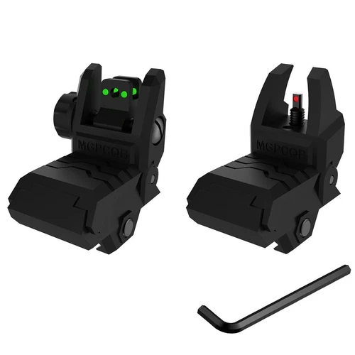 Foldable Iron Sights Flip-up Front and Rear Sight Fiber Optics Dual Aiming New - Picture 10 of 14