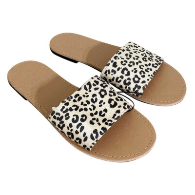 Faux Fur Slide Slippers Loft LOFT Leopard Slides Sandals Size US