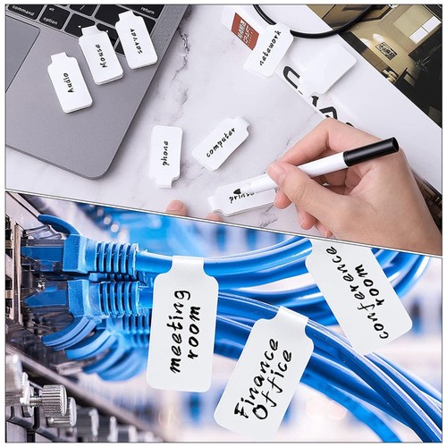 100 Pcs Kabel -Tag -Set Kind Büro Verwaltung Von Kabeletiketten Schreibbare - Photo 7/12