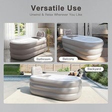 Inflatable Adult Bathtub Portable Ice Bath Tub Cold Plunge Therapy Home Spa 57"