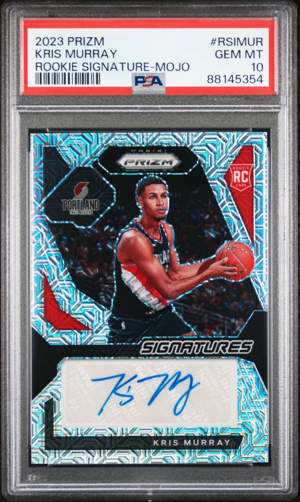 PSA 10 - KRIS MURRAY #/25 Auto 2023 Prizm Rookie Signature RC Trail Blazers MOJO