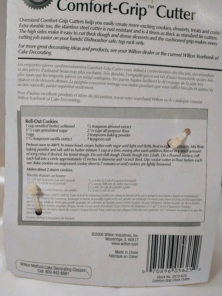 Cortador de galletas de pollito Wilton agarre cómodo 5 x 4,5" Pascua primavera niños 2006  Foto 3 de 4