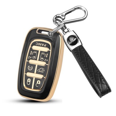 Chrysler Pacifica Key Fob Cover, 7 Button, 2017-2025, Black, Gold Edge