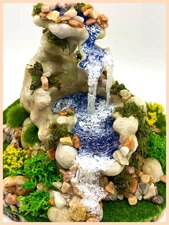 OOAK  Artist Miniature Fairy Garden Collectible Fantasy Waterfall Display