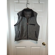 Men's sz XL Eddie Bauer Grey Fleece Vest Pockets Full Zip