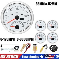 5 Gauge Set With Senders 85mm Boat Gps Speedometer Tacho 52mm Fuel Oil Temp Volt