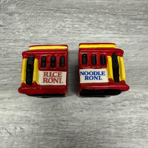 Rice Roni San Francisco Treat Cable Car Salt Pepper Shakers Trolly Vintage - Picture 2 of 8
