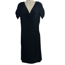 Lauren Ralph Lauren Dress Faux Wrap V Neck Jersey Knit Stretch Womens Size 10