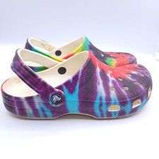 Crocs Unisex Classic Tie Dye Clog Womens Sz 8 Mens Sz 6 Purple Red Blue Swirl