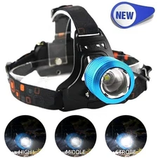 WarStaRr 3000LM Super Bright LED Zoom Headlamp Rechargeable Headlight Head Torch
