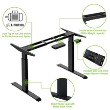 Black 47" Dual Motor Electric Stand Up Office Desk with USB Port, Frame only