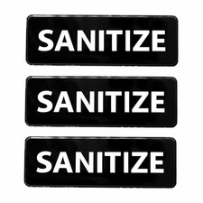 9" x 3" Black Sanitize Plastic Sign - Removable, Kitchen Sign, Bathroom Sign 3pc