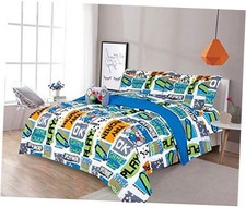 3 Piece Gamer Twin Kids Comforter Set - Kids Bedding 3pc Twin Comforter Games