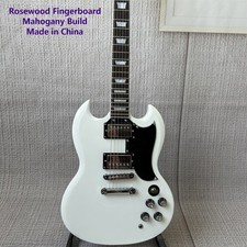 Custom White SG Electric Guitar HH Pickups 6 String Chrome Parts Solid Body