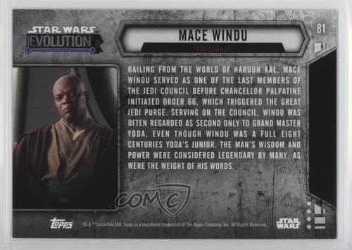 2016 Topps Star Wars Evolution Mace Windu Jedi Council #81 2xw - Picture 2 of 3