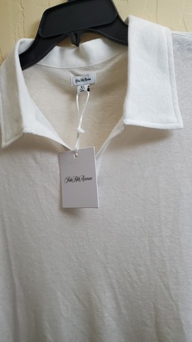 Saks Fifth Avenue Men's White Solid Short Sleeve Collared Polo Shirt XL