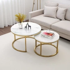 Simple and stylish 2-piece living room coffee table set