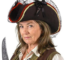 Talk Like a Pirate Day is 9/19: Black tricorne lacy women's pirate buccaneer hat