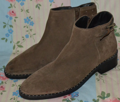 Braune Damen-Stiefeletten M&S Collection Insolia mit Nieten aus Wildleder UK 8