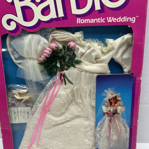 Vintage Barbie Romantic Wedding Dress Bride Bridal Gown Hat Bouquet 1986  NIB - Picture 2 of 5