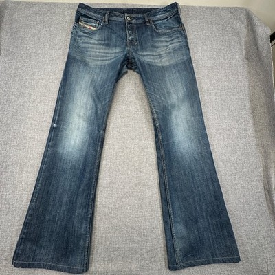 Diesel Zathan 0806U Bootcut Jeans Mens 36x34 (Fits 36x33) Button Fly Distressed