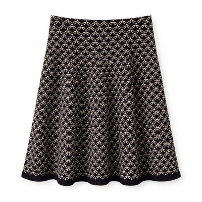 Max Studio Black Bone Geometric Knit A-Line Skirt 2707712 Small