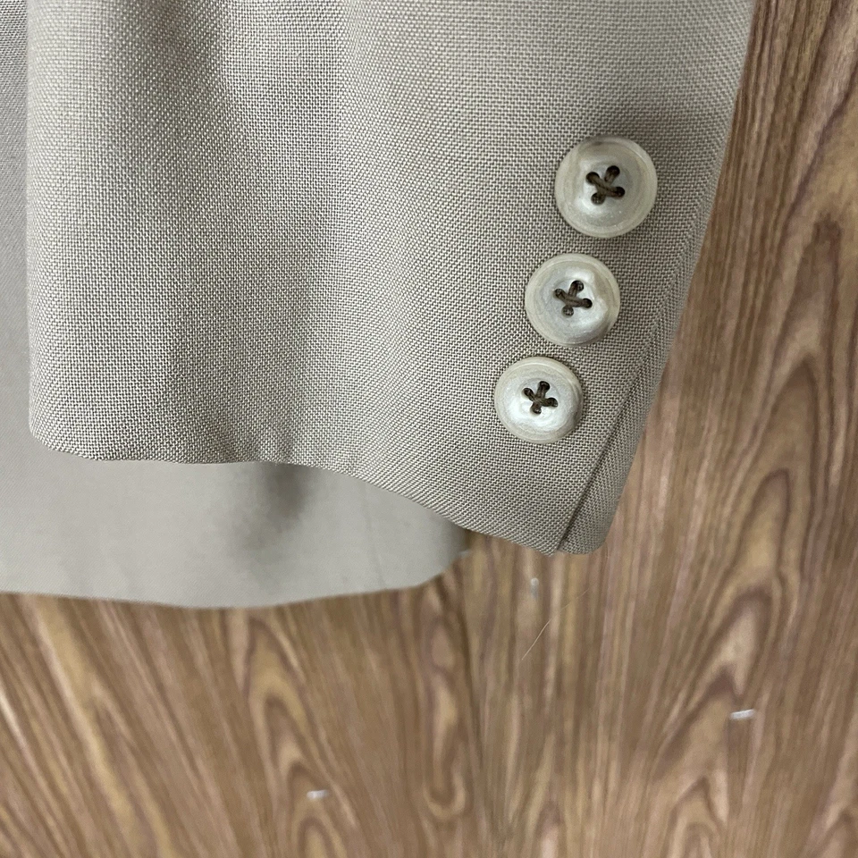 Traje Nordstrom Vintage 3 Piezas Para Hombre 42L 36x32 Beige Poliéster Sólido Chaleco Pantalones Foto 3 de 4