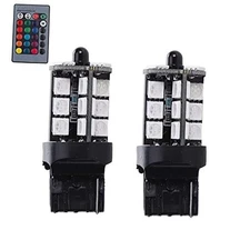  7440 T20 LED RGB Bulb Amber White Red Multicolor 16 Color Changing Brake 