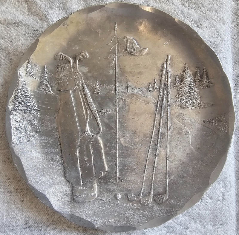 Wendell August Forge Handmade Golf Themed 4 1/2" Pewter Plate