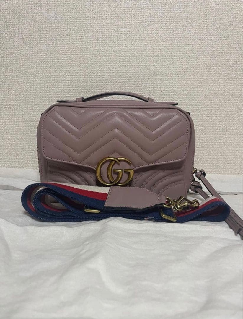 Borsa Gucci Marmont GG linea Sherry tracolla a mano zip pelle rosa viola Giappone