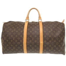 AUTHENTIC LOUIS VUITTON M41424 Monogram Keepall55 Duffle Bag Brown