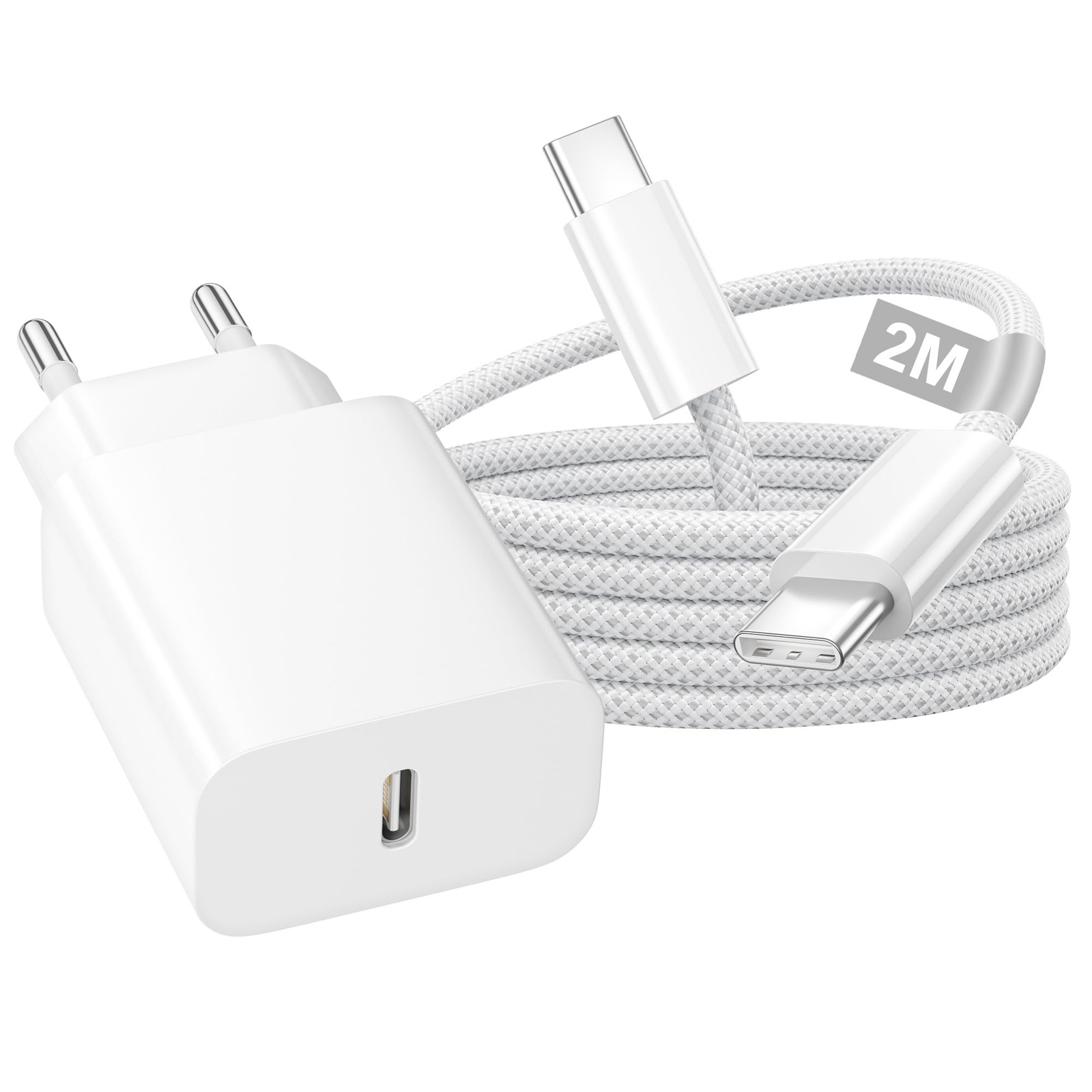 Chargeur rapide iPhone 15 Pro Max secteur secteur blanc compact Power Delivery 3.0