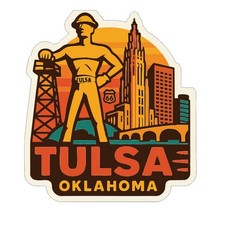 Tulsa Oklahoma Sticker Decal Vinyl Die-Cut City Skyline Landmark Design