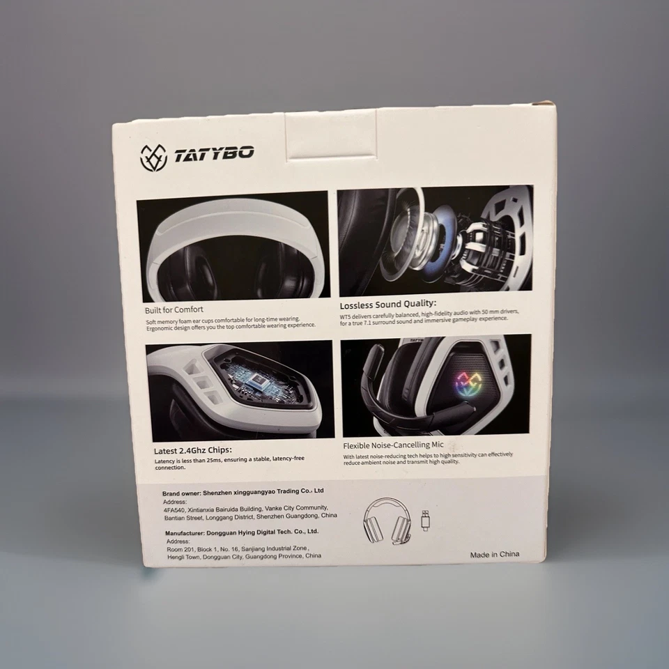 Tatybo WT5 Wirelesss Bluetooth Gaming Headset for PC PS5 PS4 2.4Ghz USB Dongle - Image 2 of 3