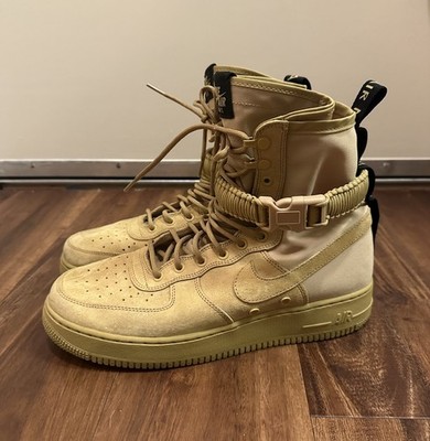 Nike SF Air Force 1 High Club Gold, Mens Size 11 - Wheat, Missing Top Buckle