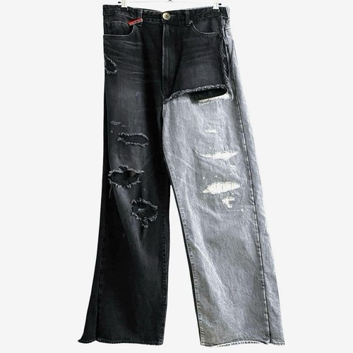 パンツ UNDERCOVER Docking Damaged Pants Undercover Undercover 22AW Docking Docking Denim Sweat Pants