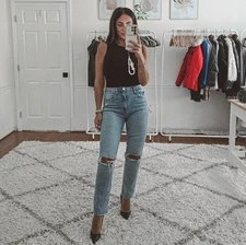 Favorite Daughter Dostressed High Waist Straight Leg Jeans Size 26