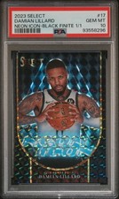 2023 Select Neon Icon Damian Lillard Black Finite True 1/1 PSA 10!