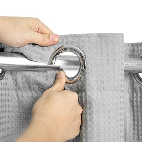 River Dream Stall Waffle Weave Shower Curtain with Snap-in Liner,Cotton Blend - Imagen 3 de 7