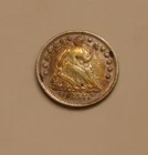 1857-P Seated Liberty Half Dime subtle Rainbow TONE
