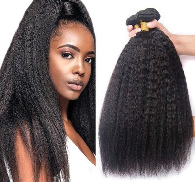 Kinky Straight 100% Human Hair Extensions 3 Bundles 300g Itial Yaki Hair Weft