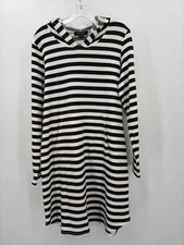 Pre-Owned Karen Kane White Size Large Stripe Hooded Short Long Sleeve Dress